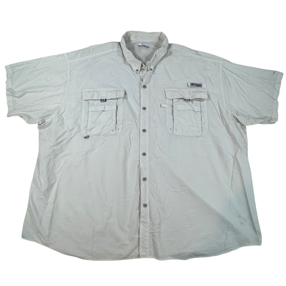 Columbia PFG Omni-Shade Fishing Shirt Men's 5X White Short Sleeve Vented Button